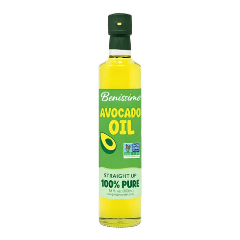 Benissimo 100% Pure Avocado Oil, 500ml Glass Bottle, Allergen-Free and Non-GMO, Premium