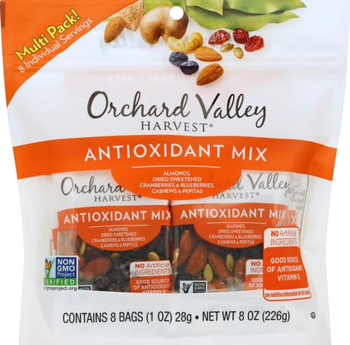 1 (Pack 8), Orchard Valley Harvest Antioxidant Mix, Ounce Bags of Almonds, Cranberries, Blueberries, Cashews
