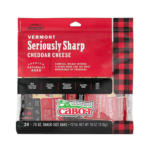 Generic Cabot Creamery Seriously Sharp Snack Pack Cheddar Cheese, 24 ct./0.75 oz.