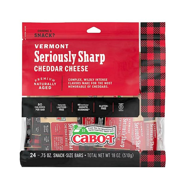 Generic Cabot Creamery Seriously Sharp Snack Pack Cheddar Cheese, 24 ct./0.75 oz.