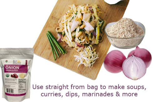 14 oz Organic Onion Granules, Bulk Bag, Granulated Red Onions Scallion Rich Flavor Aroma and Fresh Taste Granulated