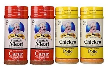 Carne Asada Chef Merito 2 Beef and 2 Chicken Seasonings 14oz (Pack