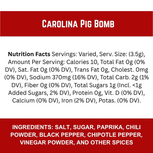 Meat Society 2 Pack 3 oz, Carolina Pig Bomb; Craft Batch Slow Cook Seasoning, Gourmet BBQ Spice Blend, Gluten Free