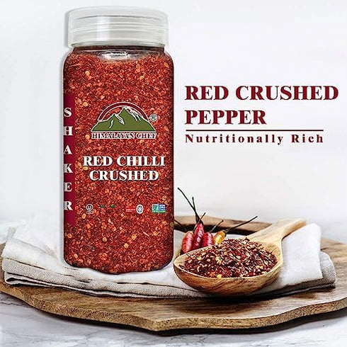 (3.88 Oz) Himalayan Chef Red Crushed Pepper Shaker - Organically Crushed Red Chili Pepper Flakes Great for Pizza