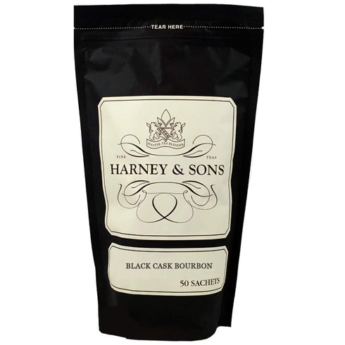Harney & Sons Black Cask Bourbon Tea, Bag of 50 Sachets, Lapsang Black Tea with Bourbon Flavors