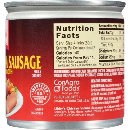 TAOindustry 4.6 oz. (4 Libby's Vienna Sausage in Chicken Broth Can Cans)