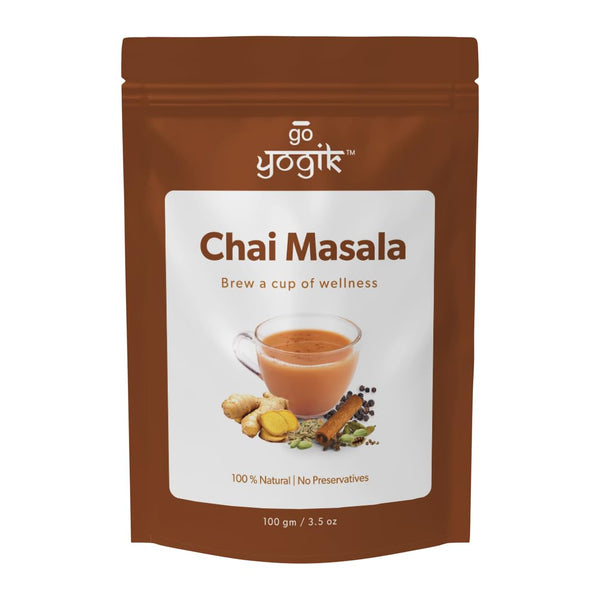 Go-Yogik Chai Masala Spice Blend, Authentic Indian Blend (80 cups) - 3.5oz, Caffeine Free, Vegan, Gluten Free, Herbal