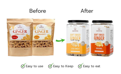 Homtiem Dried Crystallized Ginger (16 Ounce), Soft Chews and Candied Delicious Gingers, Perfect for Baking and Relief