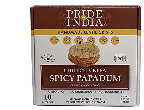 Pride Of India - Spicy Chickpea Masala Papadum Lentil Crisp, Pack of