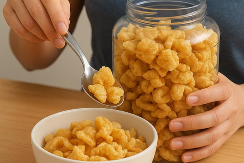 (1) 16oz Smoked Pork Rinds Original Tub CUSTOM BAG Crunchy Fried Pork Skins Chicharrones High Protein Zero Carb Snack