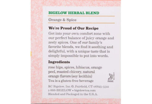 Bigelow's Tea Orange & Spice, Herbal Tea, Caffeine Free, 20 Count (2 Pack)