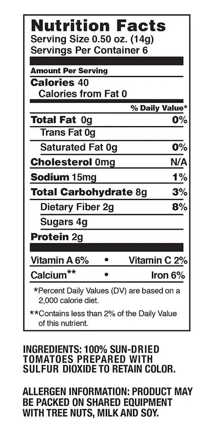 3oz (Pack 2) Sun-Dried Tomatoes, Bag of Dry Julienne Cut, Ready to Eat, by CALIFORNIA SUN DRY | Gluten-Free