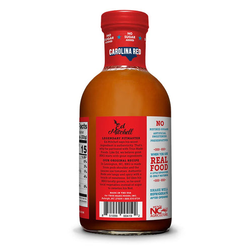 True Made Foods Carolina Red Barbecue Sauce, Spicy and Tangy, No Sugar Added, Keto, Whole30, Paleo (18oz, 1 Pack)