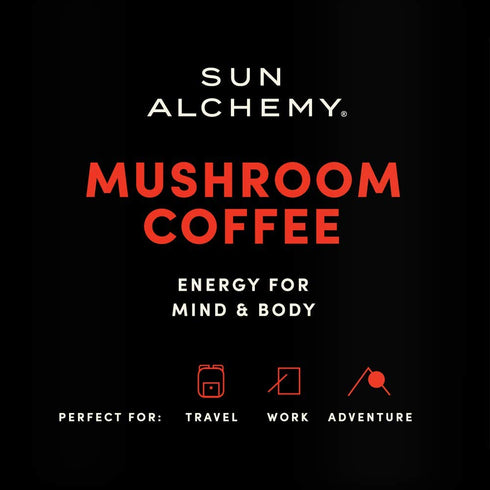 Sun Alchemy Mushroom Coffee, Energize with Organic Fair-Trade Coffee, Lion’s Mane, Reishi, Chaga & Cordyceps Mushrooms