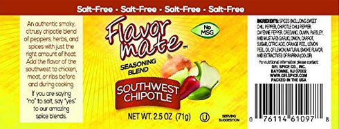 Flavor Mate No Salt Seasoning Blend Variety Pack - Original, Garlic and Herb, Southwest Chipotle, Lemon & Pepper - 2.5