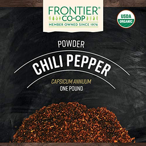 1 lb Frontier Co-op Organic Chili Powder, Bulk Bag - Medium Roasted Red Chili Powder - Kosher, Non-Irradiated - Ground