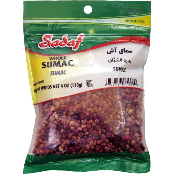 Sadaf Whole Sumac for Cooking and Food Seasoning - Traditional Middle Eastern Spice, 4 Oz Resealable Bag