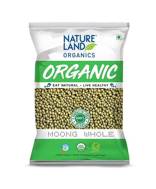 Generic Natureland Organics Moong Sabut/Whole Daal 500 Gm - Organic Healthy Pulses USDA