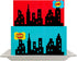Scenic Theme Stick On/Lay On Cake Border Decoration Toppers - Super Hero Lighted City Backdrop