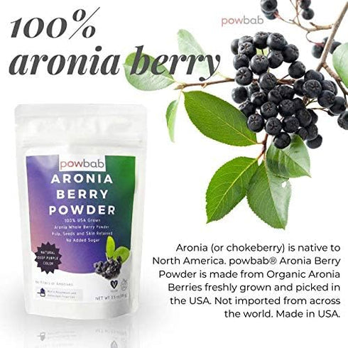 Aronia Berry Powder, 100% USA Grown Organic Chokeberry, No Added Sugar, Made in The USA (3.5 Oz)