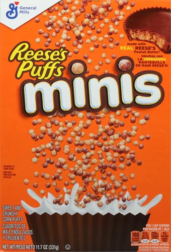 11.7 OZ (Pack 2) Reese's Puffs Minis Breakfast Cereal, Chocolate Peanut Butter Cereal