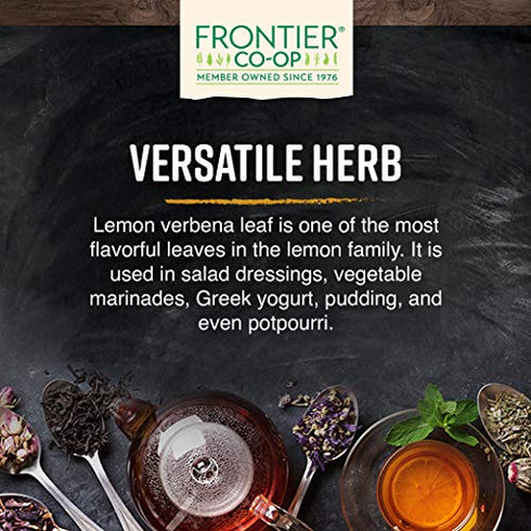 16 (Pack 1) Frontier Co-op Organic Lemon Verbena Leaf, Cut and Sifted, Kosher, Bulk Bag - Loose Leaf Lemon Verbena Tea