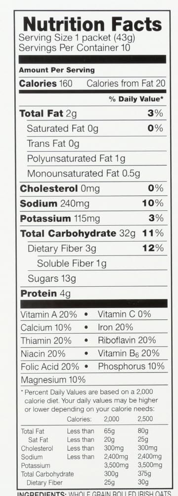 10 3 McCanns Instant Irish Oatmeal Maple Brown Sugar, ct, pk