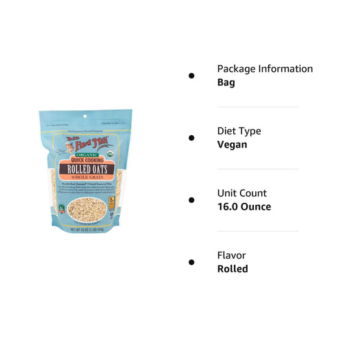 Bob's Red Mill Organic Quick Cooking Rolled Oats, 16 Oz