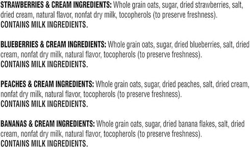 Quaker Oats Pack (40 42.3 Oz Quaker Instant Oatmeal Fruit & Cream, Variety Pk.) Net Wt
