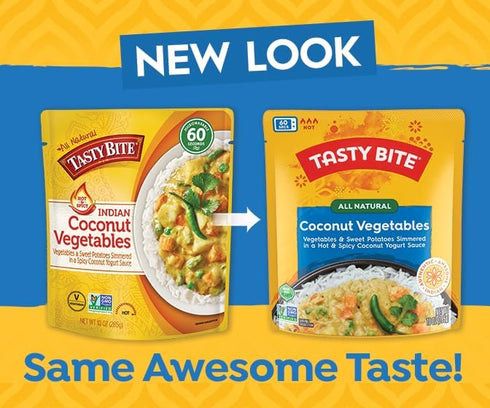 10 Pack 6, Packaging Tasty Bite Hot & Spicy Coconut Vegetables, Ounce, of Ready to Eat, Microwavable Entree