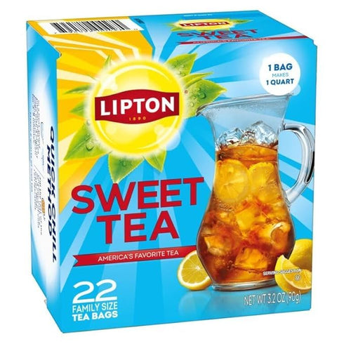 132 (22ct Pack 6) Lipton Southern Sweet Iced Tea Bags, Family Size Zero Calories, Total Bags