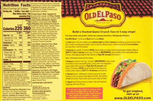 6-count, 13.25 oz. (Pack 2) Old El Paso Stacked Queso Crunch Taco Kit
