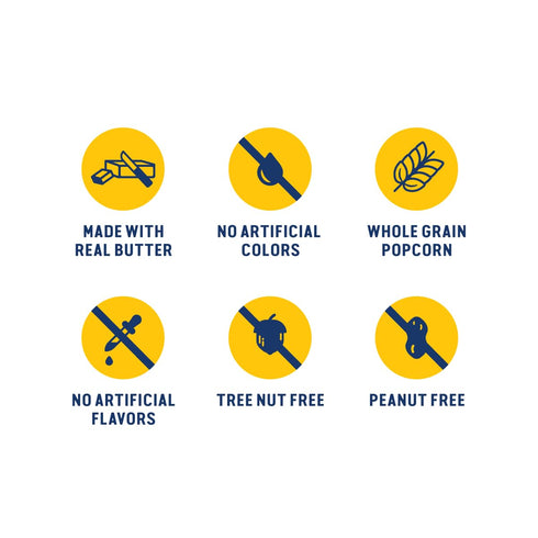4.4oz (12ct) SkinnyPop Popcorn, Butter, Made with Real Butter, Whole Grain Snack, Bags