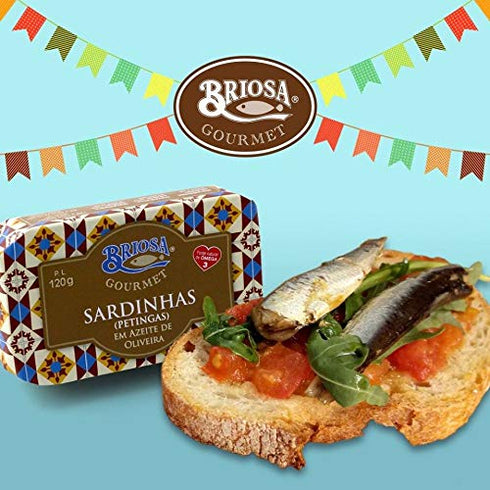 Briosa Gourmet packaged Omega-3 5 120 Sardines in Olive oil - Tinned and by Hand - Rich in - tins x g | Portugal