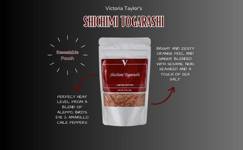 Shichimi Togarashi (2.7 Ounce) Resealable pouch -Authentic Japanese seven-spice blend featuring chili flakes, sesame seeds, and citrusy notes.