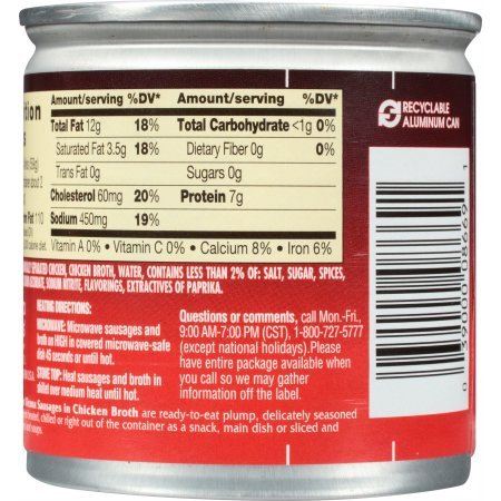 4.6 oz. (8 Libby's Vienna Sausage in Chicken Broth Can Cans)