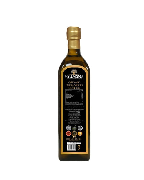 33.8 oz (1L) 100% Hyllarima Organic Extra Virgin Olive Oil | fl | Early-Harvest | First Cold Pressed | Organic