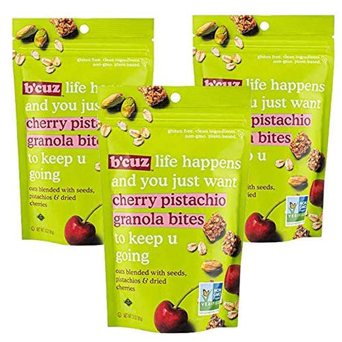 Bcuz Granola Bites 3 oz (Cherry-Pistachio, 3 Ounces (Pack of 3))