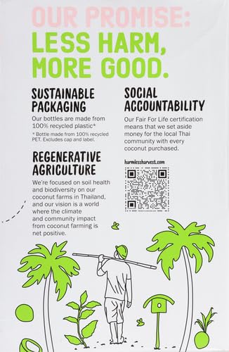 Harmless 12 Oz (Pack 4) Harvest Organic Coconut Water, Original, Fl