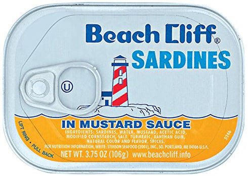 BEACH CLIFF Sardines In Mustard Sauce, Wild Caught, High Protein Food, Keto