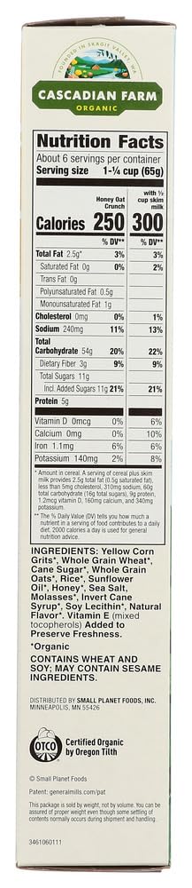 13.5 oz (Pack 4) Cascadian Farm Organic Honey Oat Crunch Cereal
