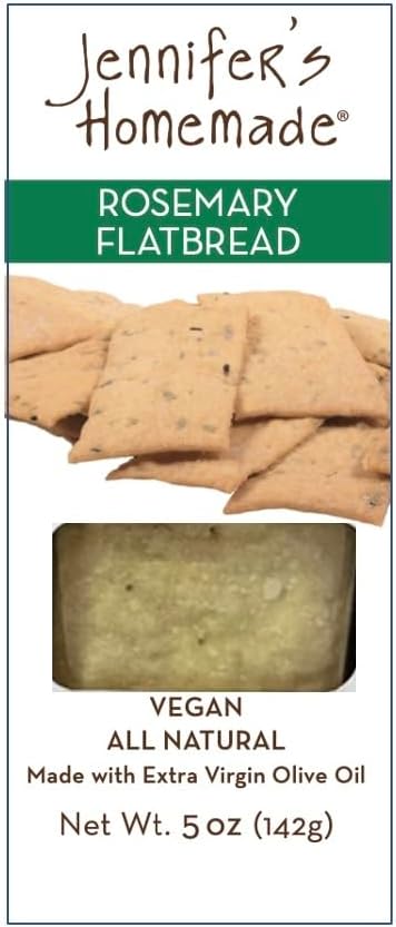 5 OZ JENNIFERS HOMEMADE Rosemary Flatbread, VEGAN All Natural, Made with extra virgin olive oil, Crunchy and delicious