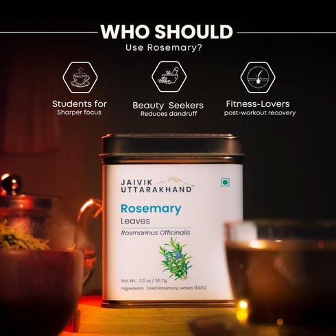 (2 Oz 56.7 Pack 1 Jaivik Uttarakhand - Organic Rosemary Leaf Tea / gram) Loose, Herbal, Dried Leaves, Supports Hair