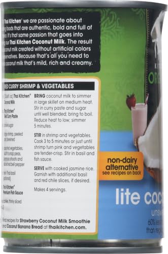 13.66 oz (Pack 4) Thai Kitchen Organic Lite Coconut Milk, fl