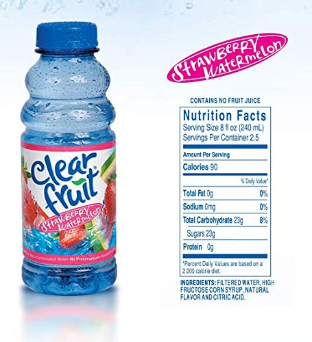 Clear Fruit 12 Pack 20 Water Ounce Bottles Non Carbonated Water Beverage (Strawberry Melon)