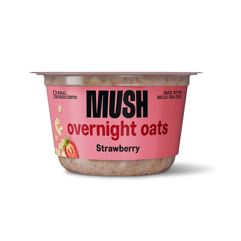 MUSH Overnight Oats - Strawberry - Good Source of Fiber, Non-GMO, Dairy