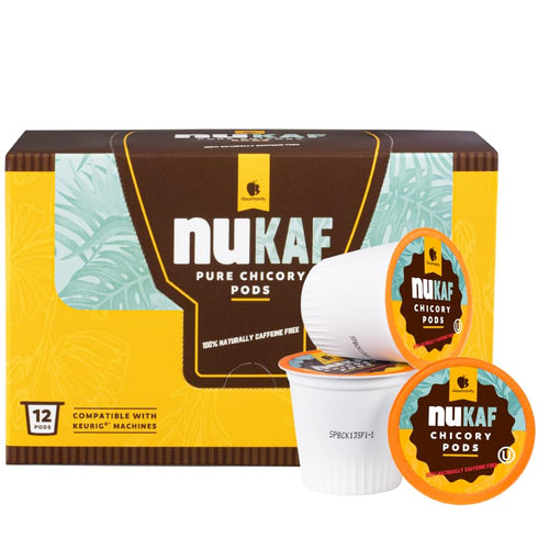100% (6 12 72 nuKAF Chicory Coffee K Cups, Caffeine Free Coffee Alternative, All Natural K Pods for your Keurig, Great