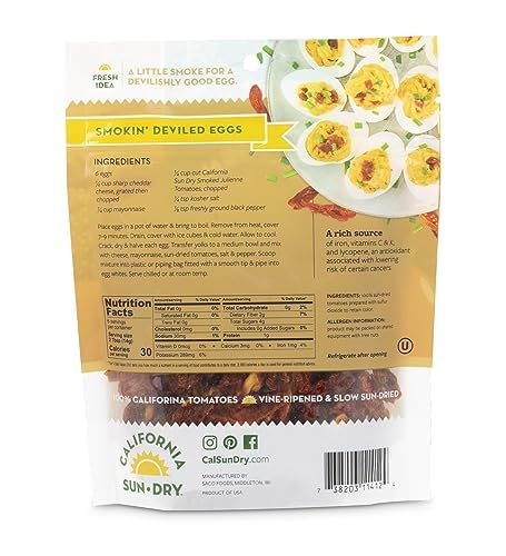 3oz (Pack 2) Sun-Dried Tomatoes, Bag of Smoked, Dry Julienne Cut, Ready to Eat, by CALIFORNIA SUN DRY | Gluten-Free