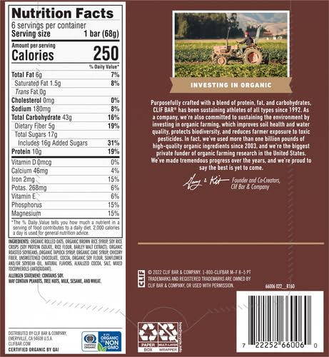 2.4 oz 6 Clif Bar Energy Bars - Chocolate Brownie - - ct