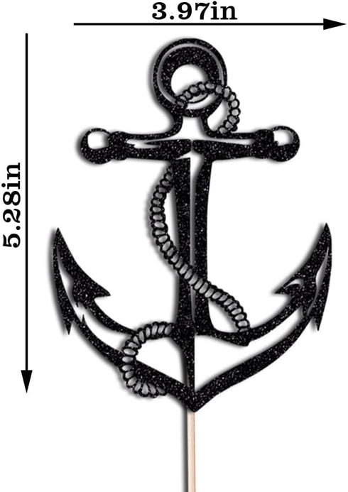 Nautical Ship Anchor Cake Topper - Bon Voyage Party Decoration in Navy